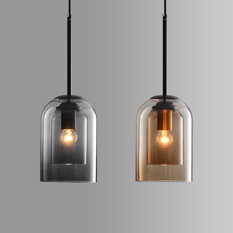 Minimalist Mid-Century Double Glass Pendant Light