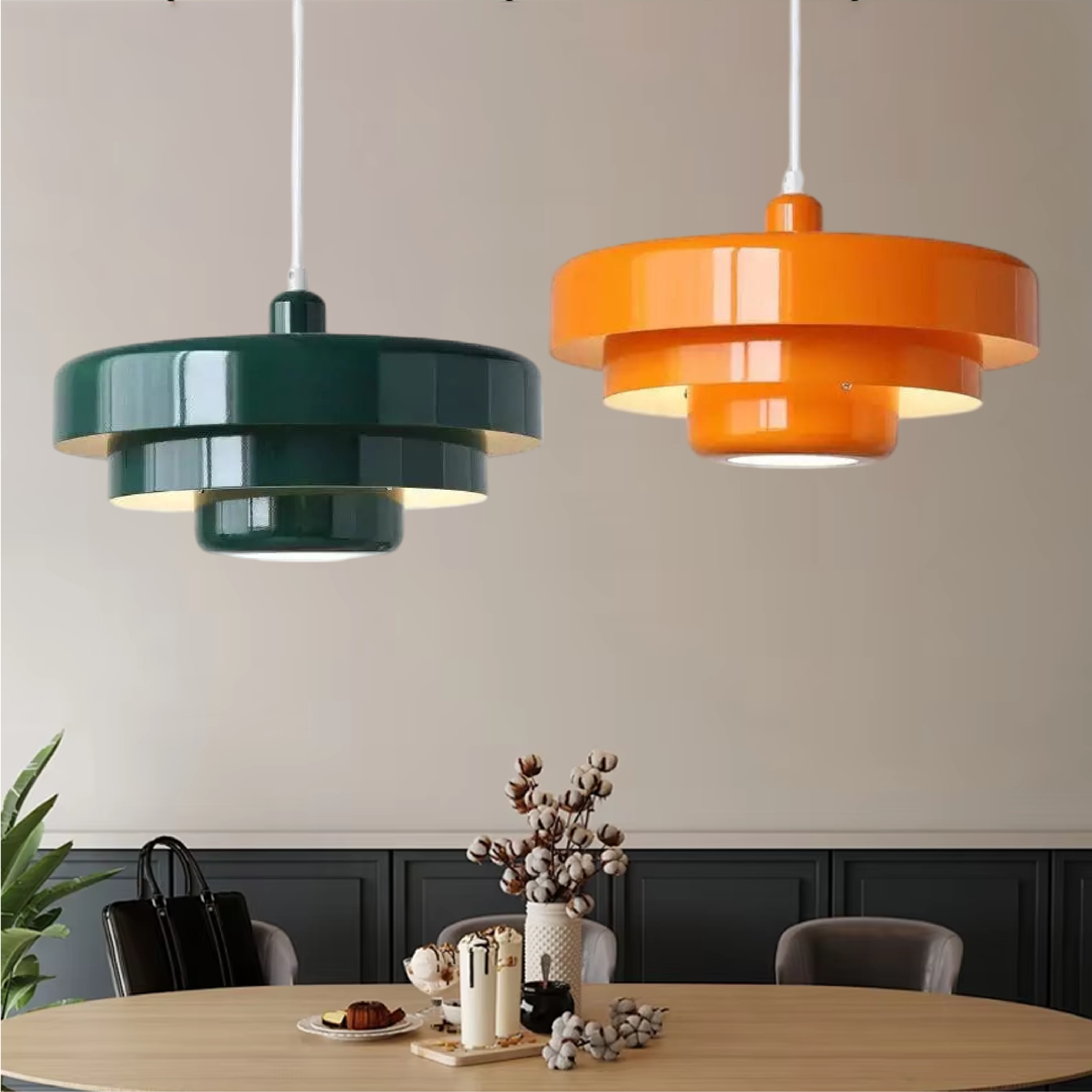Bauhaus Pendant Lamp with Coloured Shade