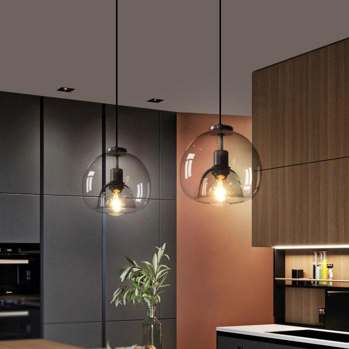 Modern Minimalist Smoked Glass Pendant Light