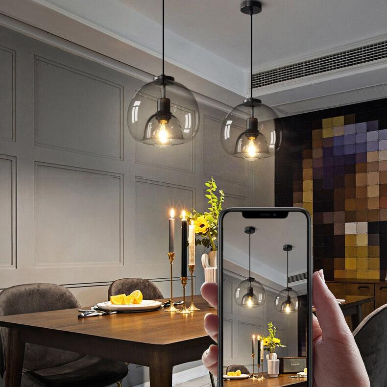 Modern Minimalist Smoked Glass Pendant Light