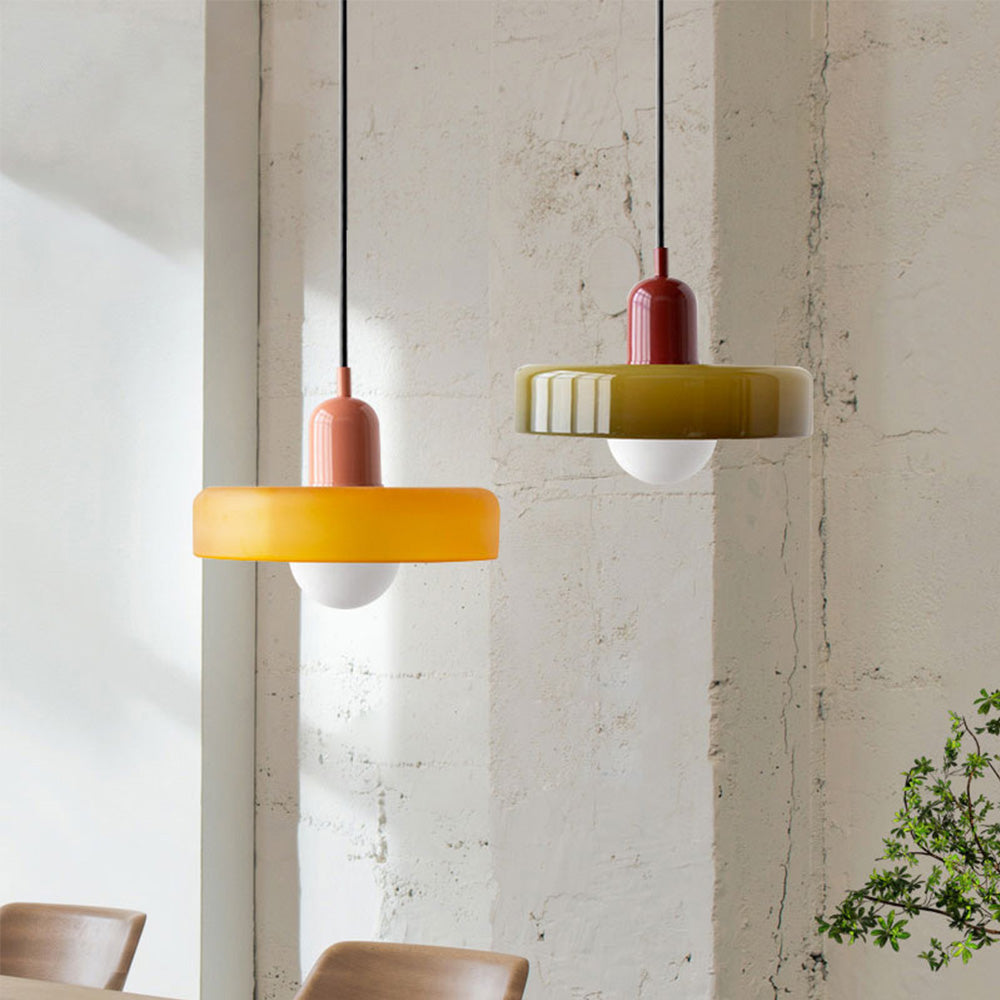 Bauhaus Pendant Light in Coloured Glass