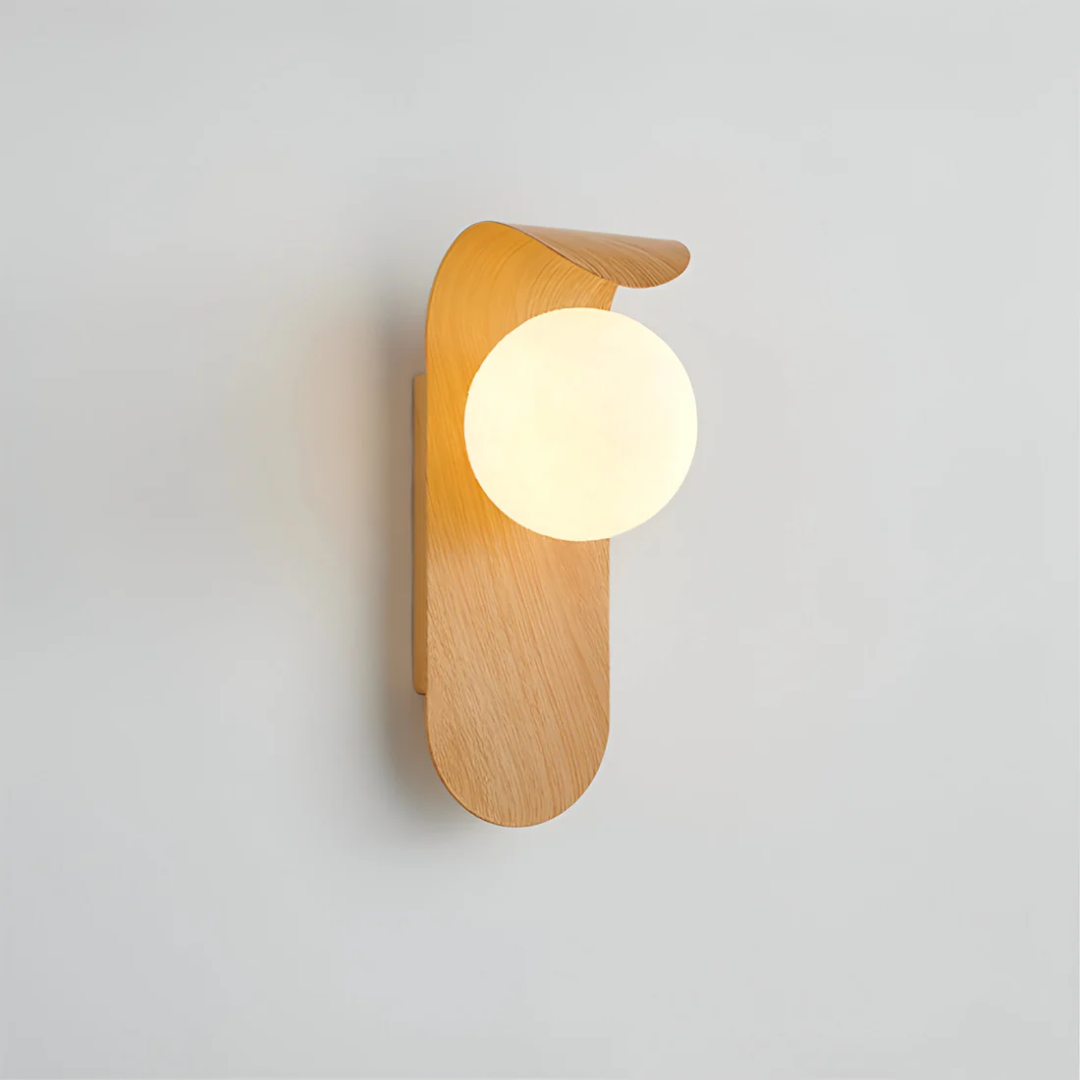 Scandinavian Minimalist Wood Globe Wall Sconce LED Light