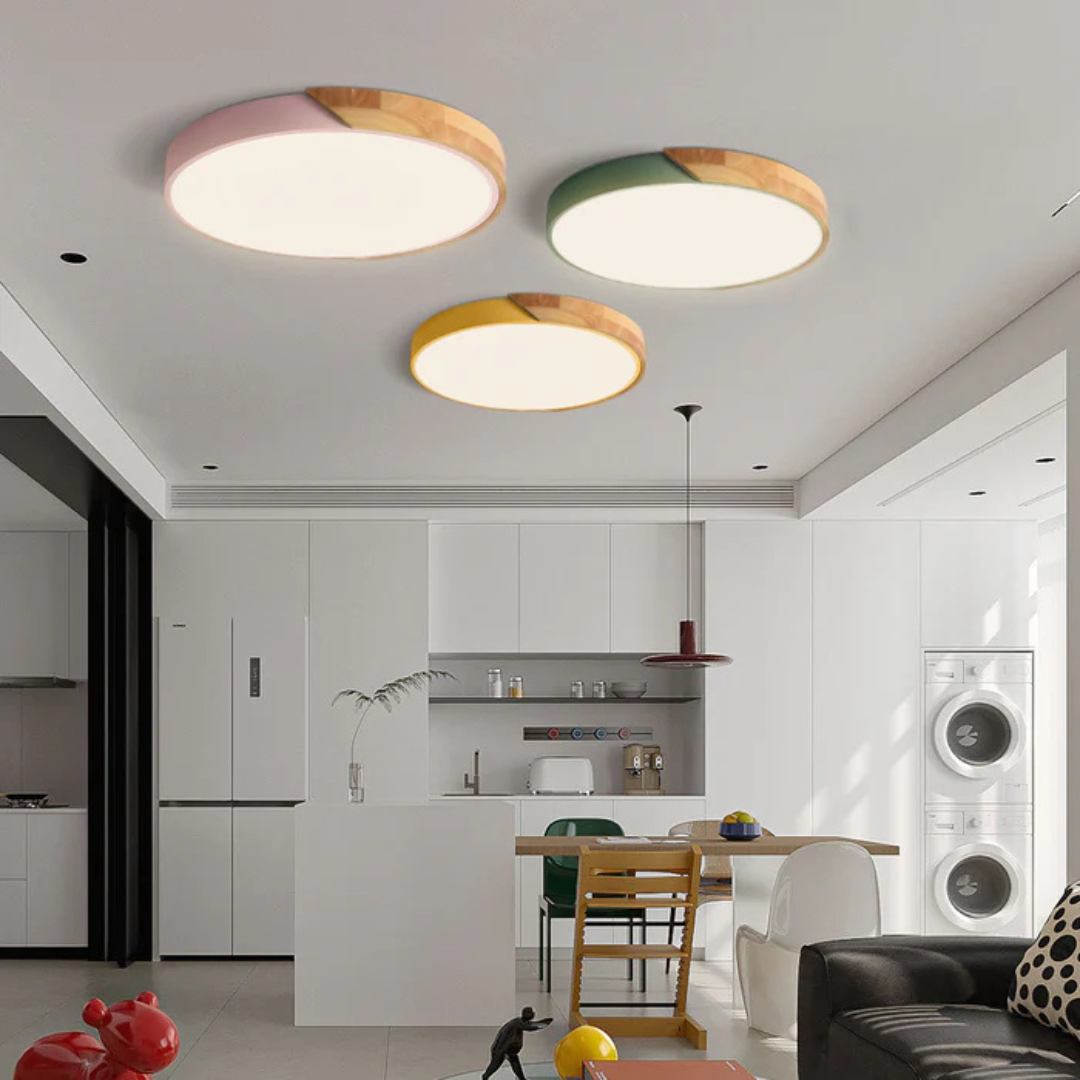 Scandinavian Wooden Flush Mount LED Design Ceiling Light