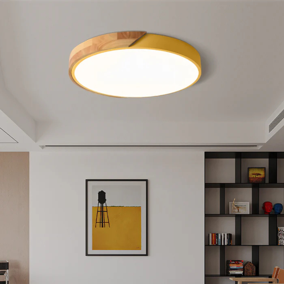 Scandinavian Wooden Flush Mount LED Design Ceiling Light