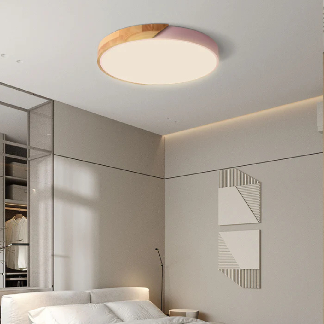 Scandinavian Wooden Flush Mount LED Design Ceiling Light