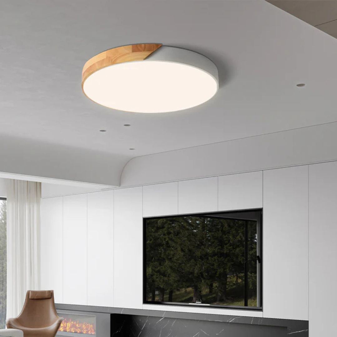 Scandinavian Wooden Flush Mount LED Design Ceiling Light
