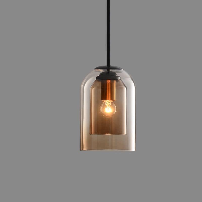 Minimalist Mid-Century Double Glass Pendant Light