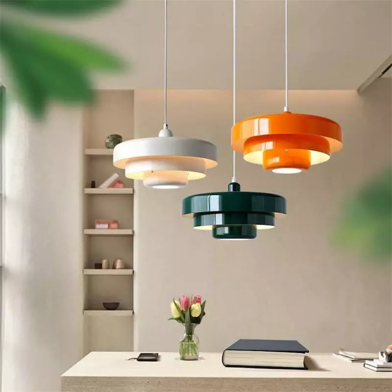 Bauhaus Pendant Lamp with Coloured Shade