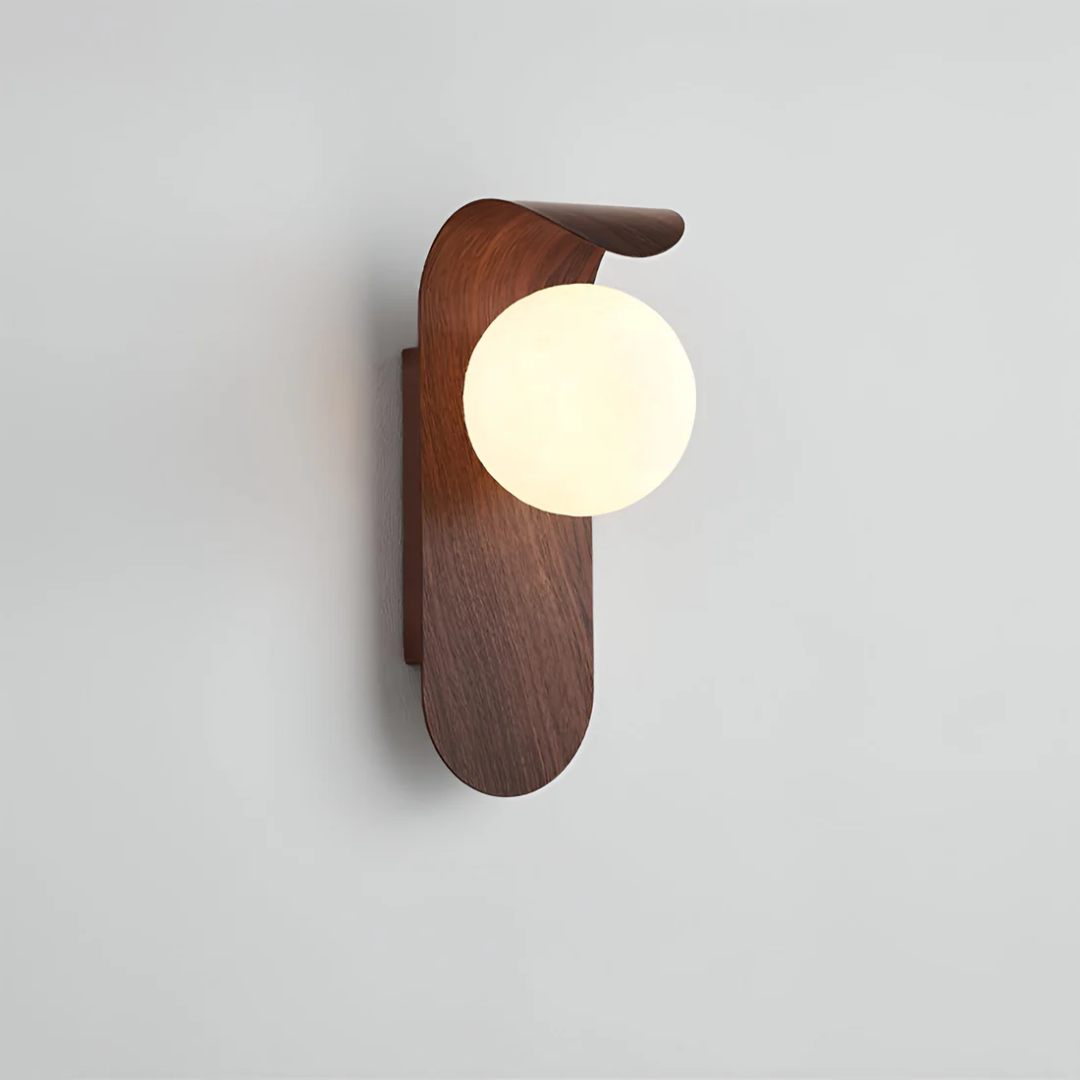 Scandinavian Minimalist Wood Globe Wall Sconce LED Light